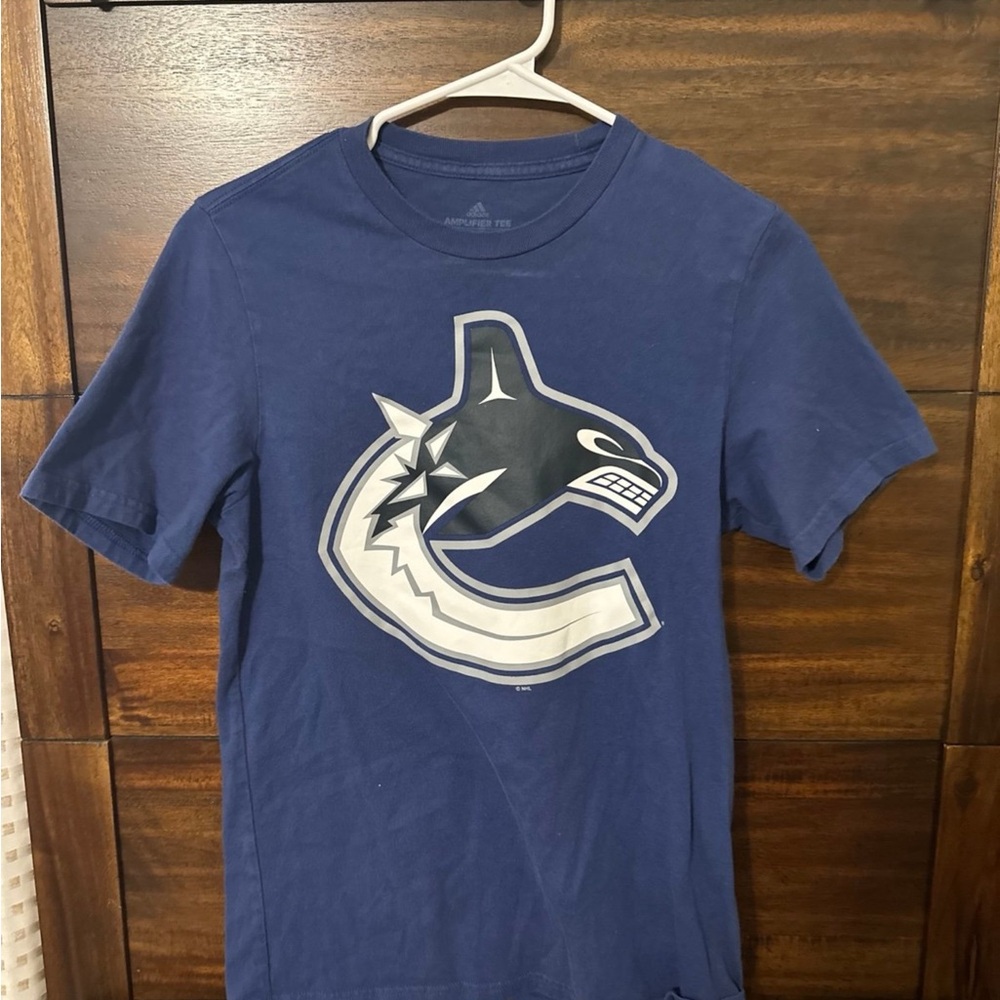 Adidas vancouver canucks Blue elias pettersson Graphic Tee